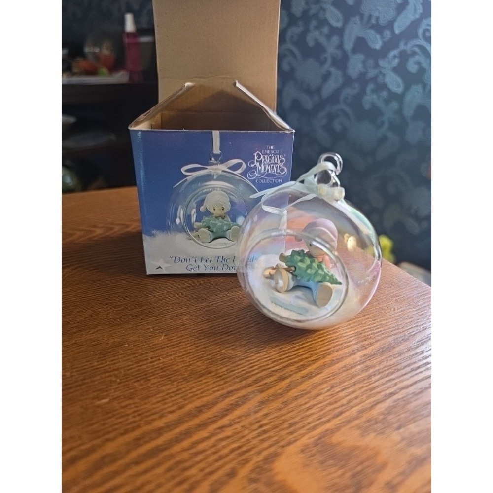 Precious Moments Glass Ball Christmas "Don't Let The Holiday Get You Down " 1993